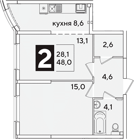 Продается 2-комн. квартира, 48 м²