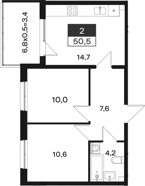 Продается 2-комн. квартира, 47.1 м²