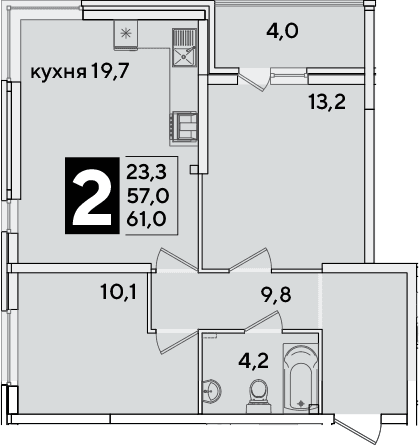 Продается 3-комн. квартира, 57 м²
