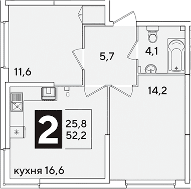 Продается 3-комн. квартира, 52.2 м²