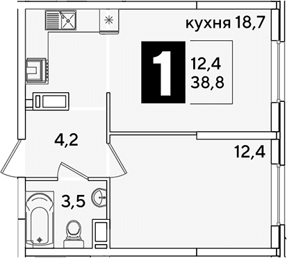 Продается 2-комн. квартира, 38.8 м²