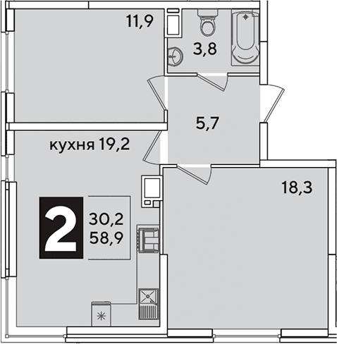 Продается 3-комн. квартира, 58.9 м²