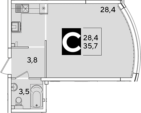 Продается 1-комн. квартира, 35.7 м²