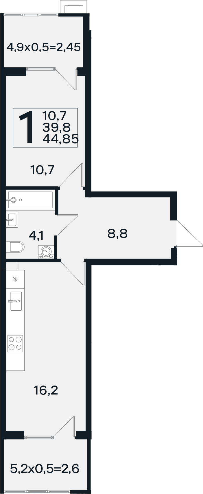 Продается 1-комн. квартира, 39.8 м²