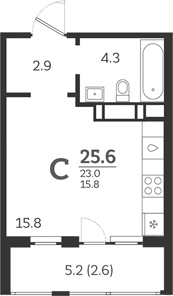 Продается 1-комн. квартира, 23 м²