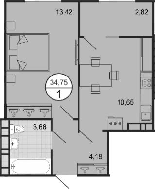Продается 1-комн. квартира, 31.93 м²