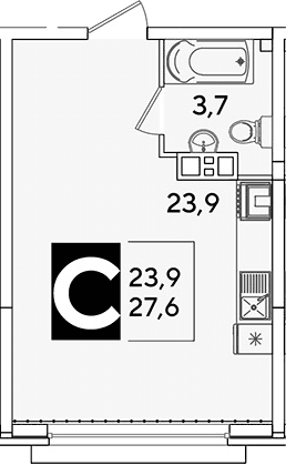 Продается 1-комн. квартира, 27.6 м²