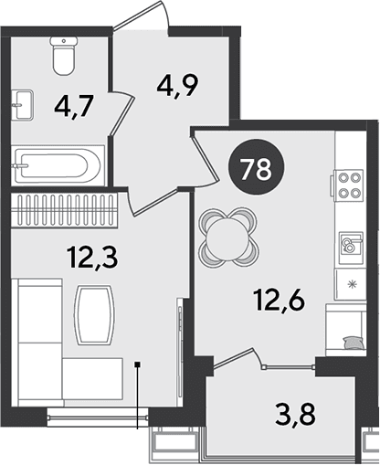 Продается 1-комн. квартира, 34.5 м²