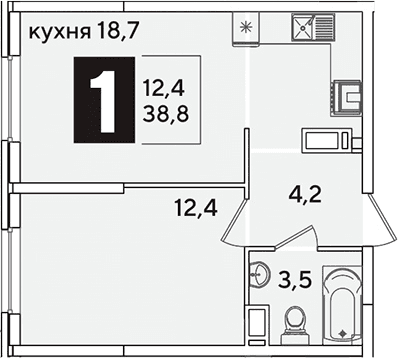 Продается 2-комн. квартира, 38.8 м²