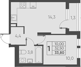 Продается 1-комн. квартира, 32.5 м²