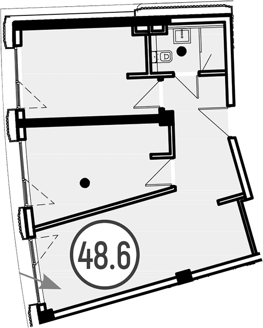Продается 1-комн. квартира, 48.6 м²