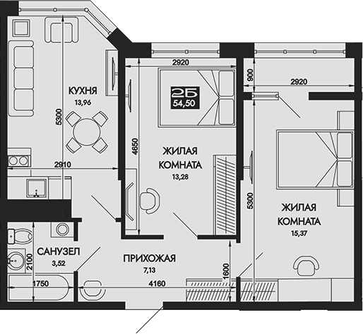 Продается 2-комн. квартира, 54.5 м²