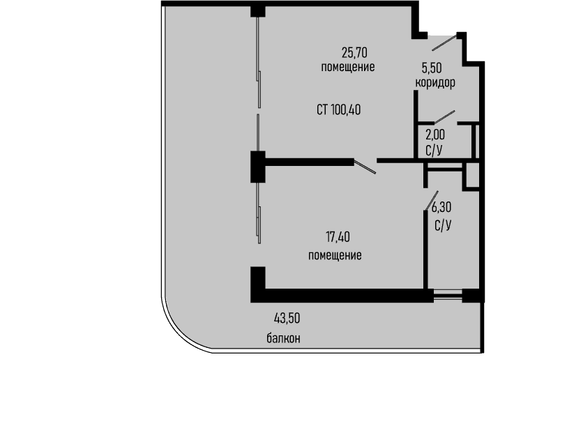 Продается 1-комн. квартира, 54.85 м²