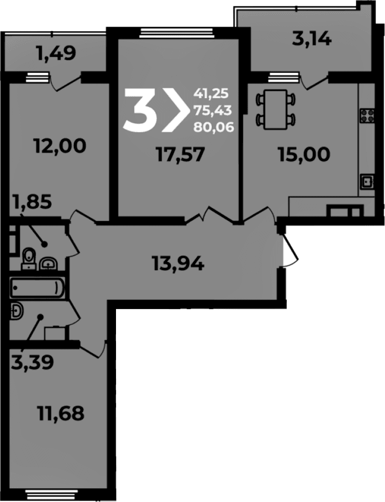 Продается 4-комн. квартира, 75.43 м²
