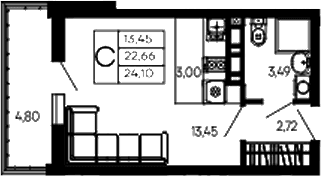 Продается 1-комн. квартира, 22.66 м²