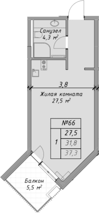 Продается 1-комн. квартира, 31.8 м²