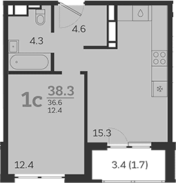 Продается 2-комн. квартира, 36.6 м²