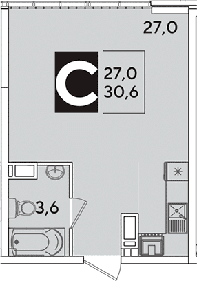 Продается 1-комн. квартира, 30.6 м²