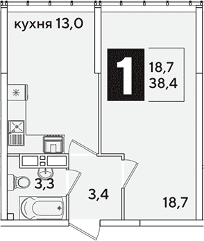 Продается 1-комн. квартира, 38.4 м²