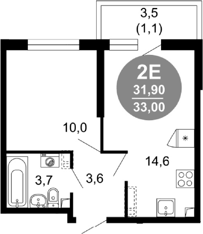 Продается 2-комн. квартира, 31.9 м²