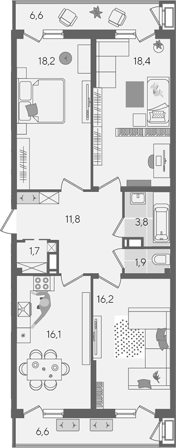 Продается 4-комн. квартира, 88.1 м²