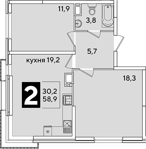 Продается 3-комн. квартира, 58.9 м²