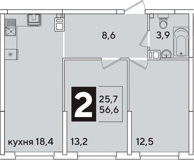 Продается 3-комн. квартира, 56.6 м²