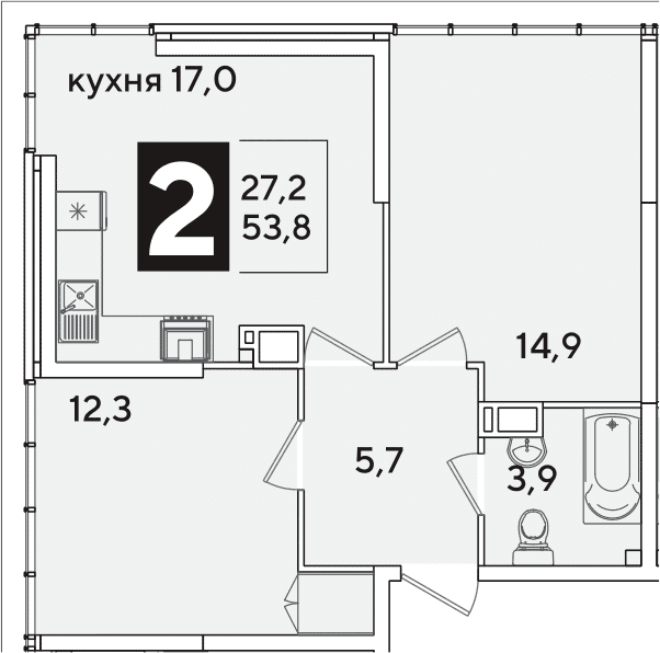 Продается 3-комн. квартира, 53.8 м²