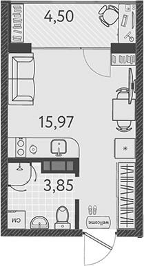 Продается 1-комн. квартира, 19.82 м²