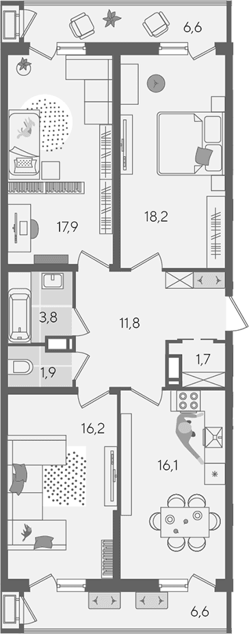 Продается 4-комн. квартира, 87.6 м²