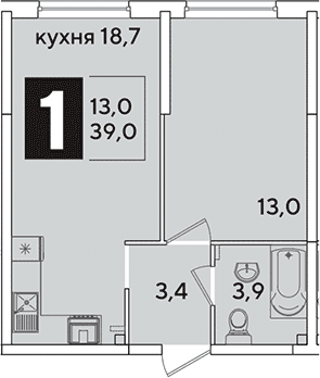Продается 2-комн. квартира, 39 м²
