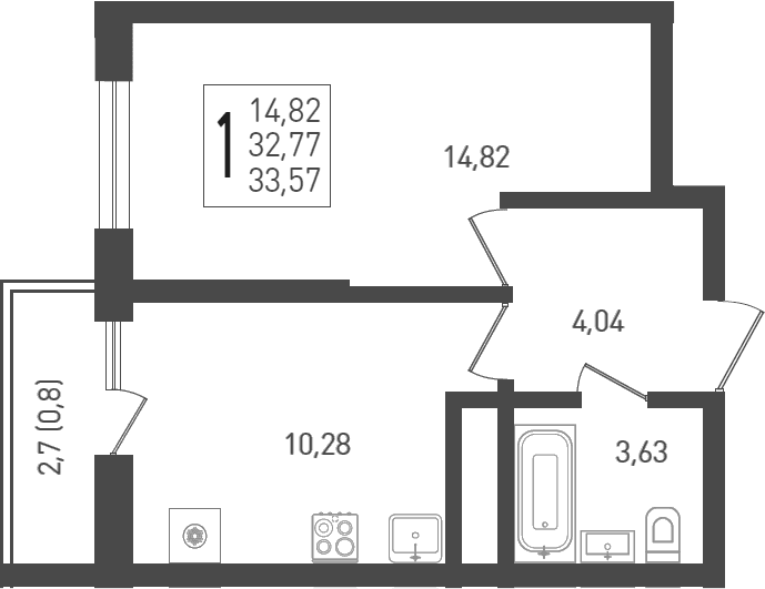 Продается 1-комн. квартира, 35.3 м²