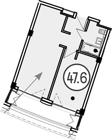 Продается 1-комн. квартира, 47.6 м²