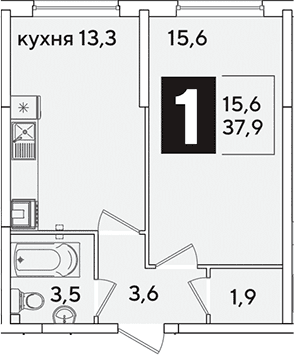 Продается 1-комн. квартира, 37.9 м²