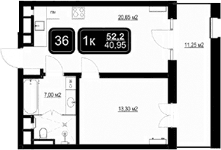 Продается 2-комн. квартира, 40.95 м²