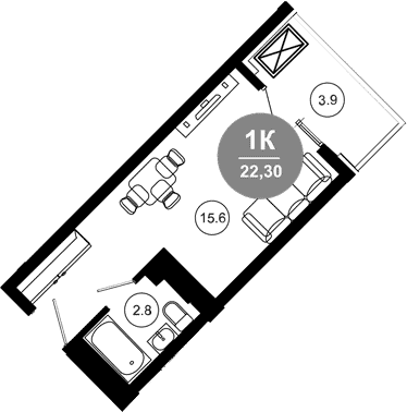 Продается 1-комн. квартира, 18.4 м²