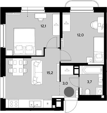 Продается 3-комн. квартира, 46 м²
