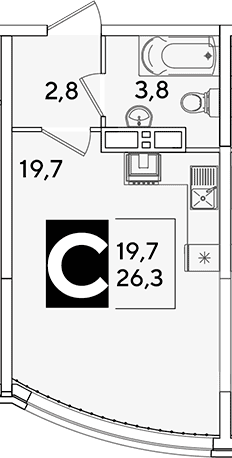 Продается 1-комн. квартира, 26.3 м²