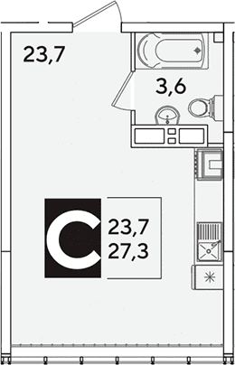 Продается 1-комн. квартира, 27.3 м²