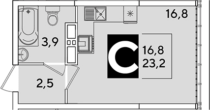 Продается 1-комн. квартира, 23.2 м²