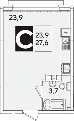 Продается 1-комн. квартира, 27.6 м²