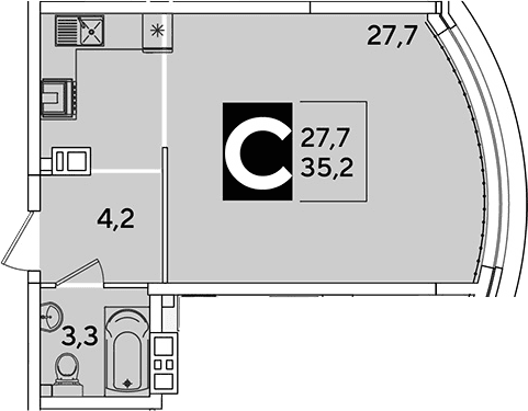 Продается 1-комн. квартира, 35.2 м²