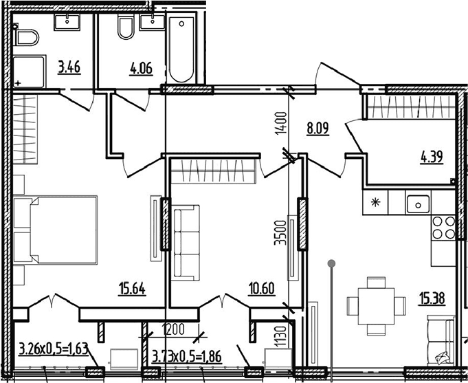 Продается 2-комн. квартира, 61.62 м²
