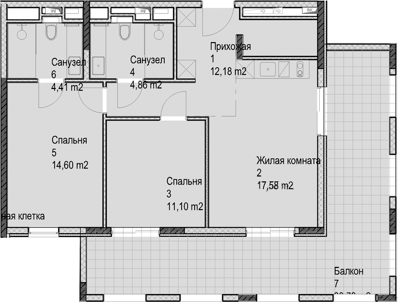 Продается 3-комн. квартира, 64.8 м²