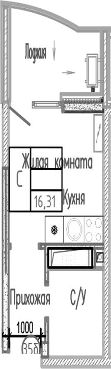 Продается 1-комн. квартира, 16.31 м²