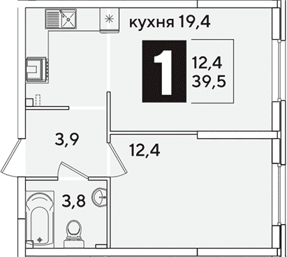 Продается 2-комн. квартира, 39.5 м²