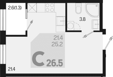 Продается 1-комн. квартира, 25.2 м²