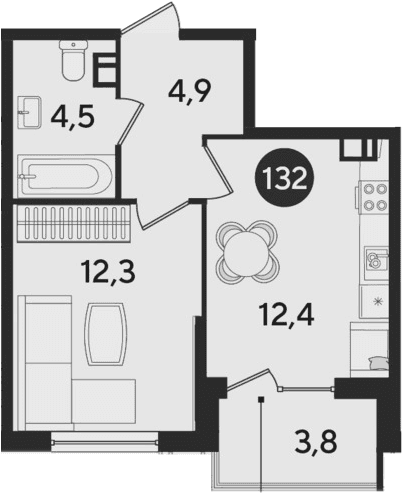 Продается 1-комн. квартира, 34.1 м²