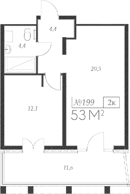 Продается 2-комн. квартира, 41.4 м²