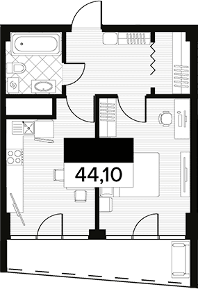 Продается 1-комн. квартира, 44.1 м²